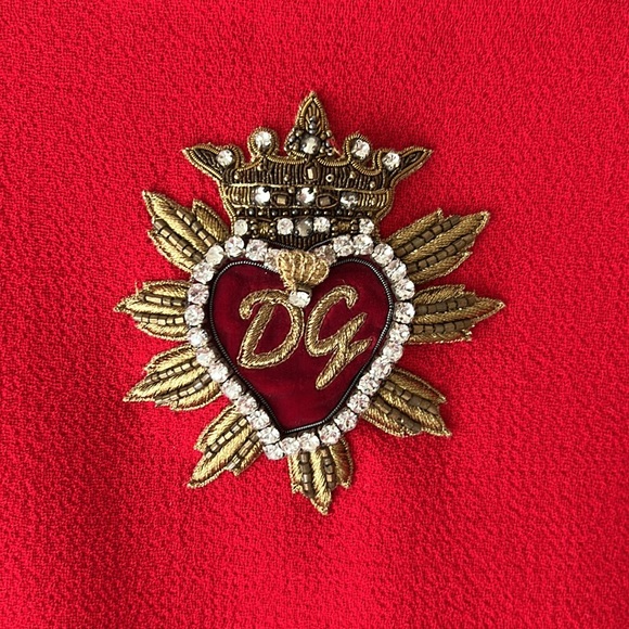 Dolce & Gabbana Red Dress with Sacred Heart Embellishment  6 - Picture 3 of 6